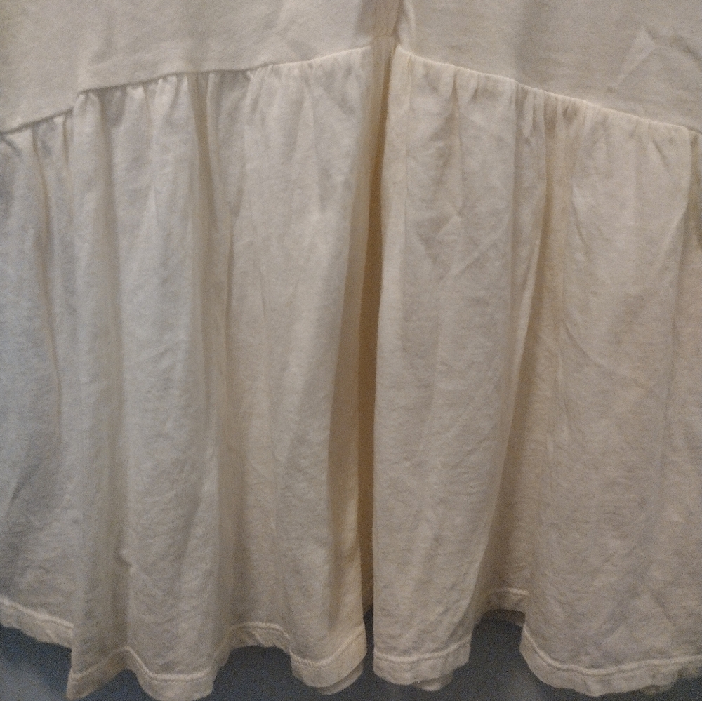 Long-Sleeve Cream Peplum Button-Front Women's Top - Picture 2 of 3
